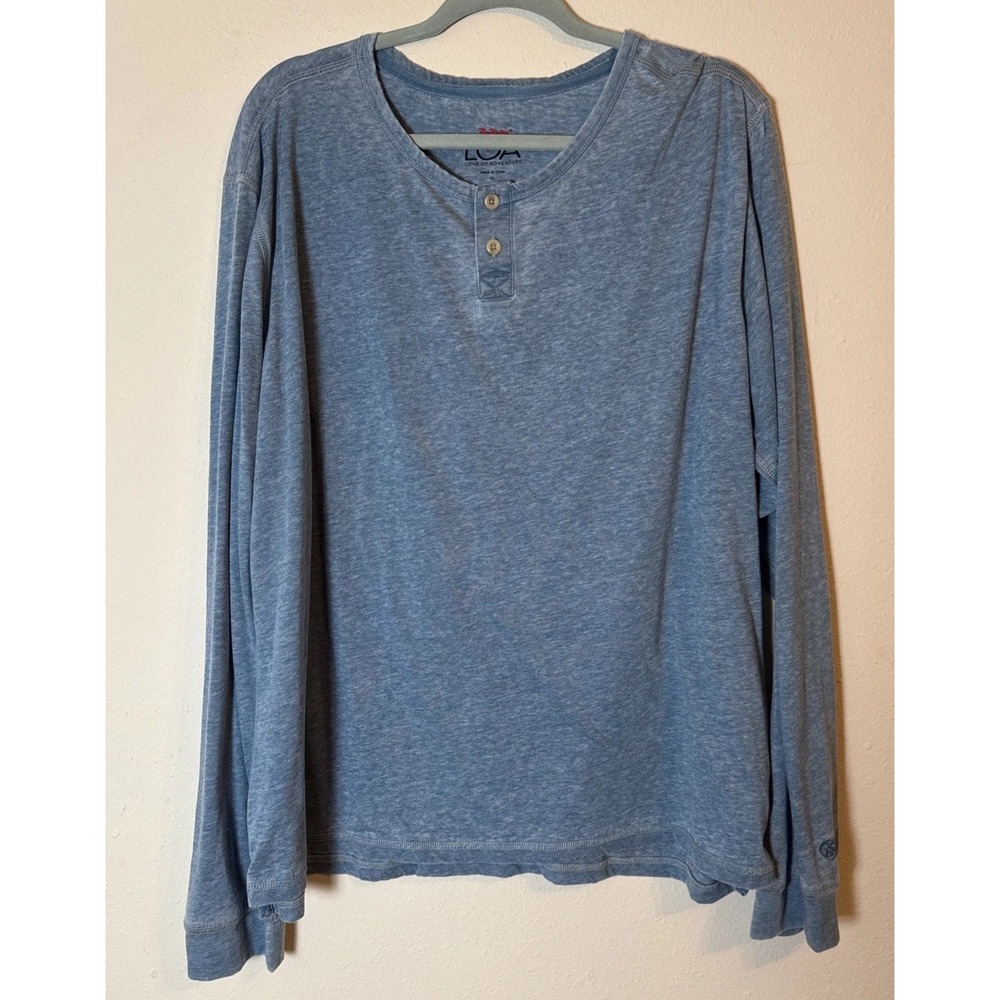 RailRiders LOA Love of Adventure Blue Long Sleeve Henley Shirt Men's XL